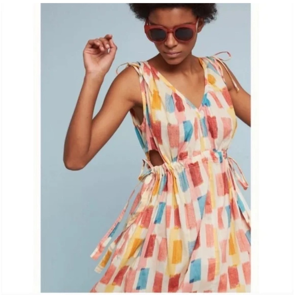 Anthropologie nwot Lilka Painter's Palette Cutout Drawstrings Tie Dress Coverup